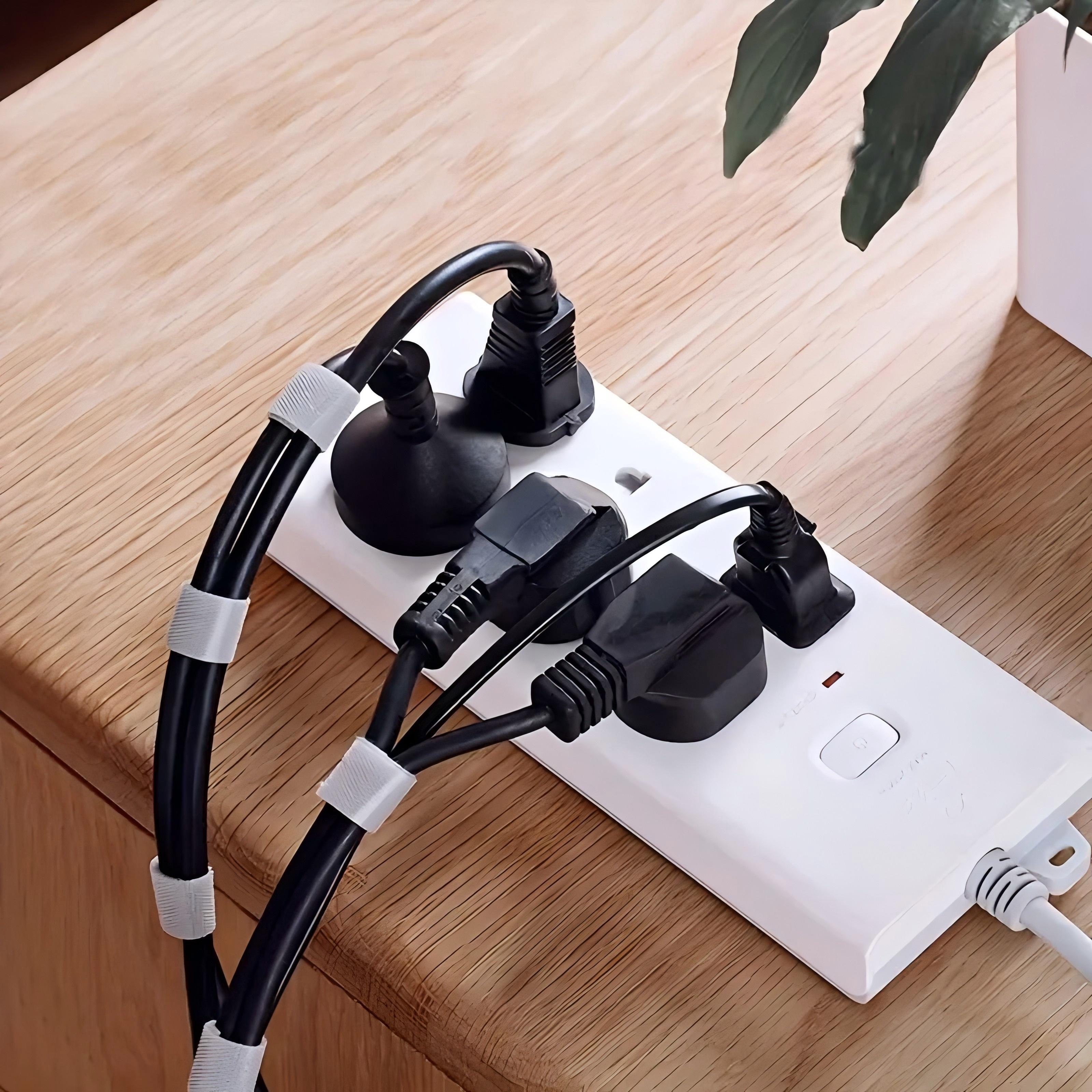 2 Pack Reusable Hook and Loop Cable Ties, Cut-to-Length Self-Gripping Cable Management Straps for Home Office