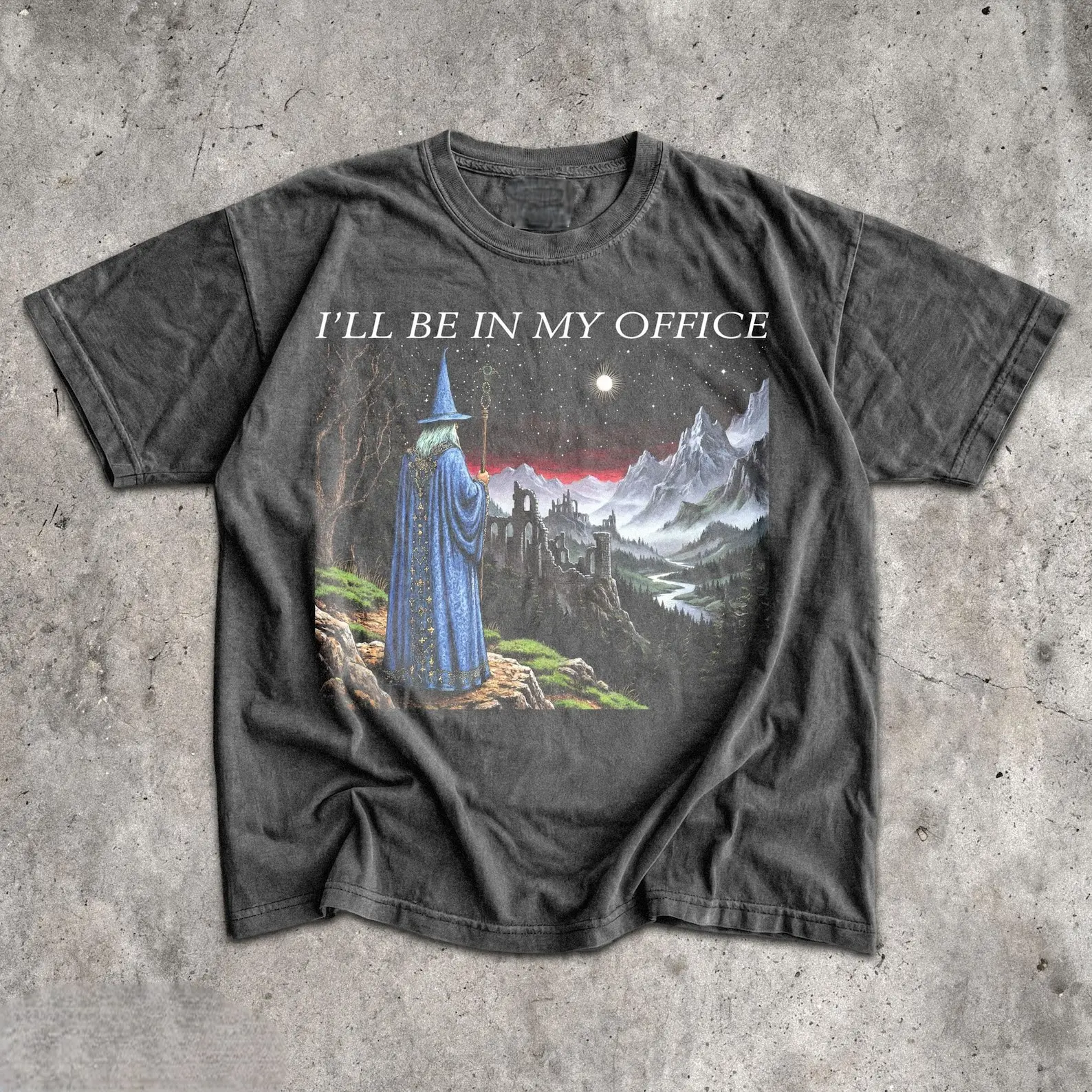 I'll Be In My Office Tshirt, Y2k Unisex Graphic Tee, Vintage Fantasy Wizard Meme Shirt, Funny Renaissance Faire Top