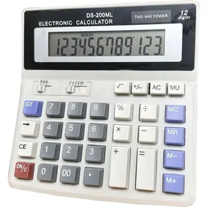 Desk Calculator Large 12 Digit Display, Dual Power Basic Calculator Desktop, Big Button for Office, Business,  and School (Grey).