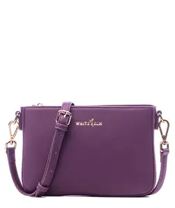 White Elm Ara Convertible Crossbody Clutch - Plum, Adjustable Strap, Zippered Closure, Versatile Design