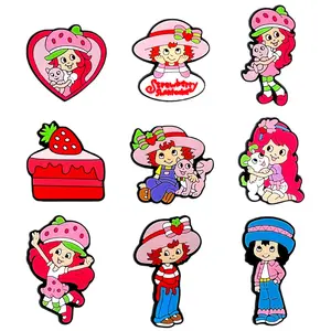 Cartoon strawberry Croc Shoe Charms for Kids Boys Girls Women Men PVC Wristband Sandals Clog Accessories Party Favor with Dragon and Character Designs