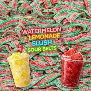 Watermelon Lemonade Slush Swedish Sour Candy Belts 4oz