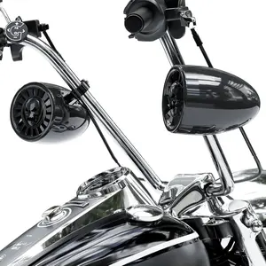 GoHawk Bluetooth Motorcycle Speakers | 5" Waterproof Motorcycle Stereo System | Built-in Amplifier Audio Music Player w/USB, Great for Ape-Hanger Handlebar Harley Custom Touring, AS5-X Black