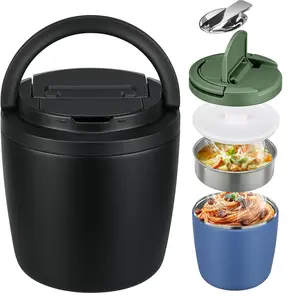 Maxso 40 Oz Stainless Steel Vacuum Insulated Lunch Container For Adults Leakproof Thermal Food Jar With Wide Mouth Buckle Lid And Spoon Tableware Tableware Tableware Tin Canister Canister