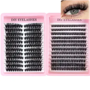 C Type Curl Eyelash Clusters, Single Eye Lash Clusters 100D/40D, Wispy Clusters Home Makeup Lashes, DIY Lash Extension Kit (9-16mm) Mixed