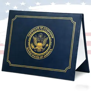 2 Pack US Citizenship Certificate Holder PU Naturalization Cover with Gold American Seal Padded Standard Size Gifts