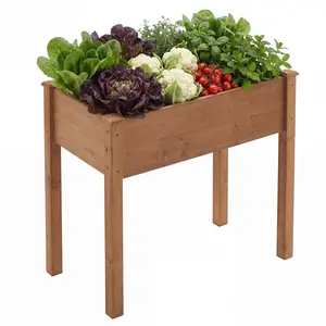 Compact Raised Garden Bed with Legs, 34x18x30 Inch Elevated Wooden Planter Box, Space-Saving 1.9 Cu.Ft for Herbs Flowers Vegetables – Ideal for Small Patio Balcony Backyard