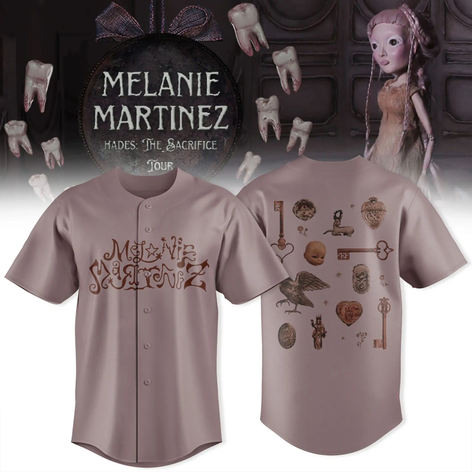 Melanie Martinez Hades: The Sacrifice tour 2026 Baseball Jersey – Melanie Martinez Baseball Jersey, Pop Music Music Baseball Jersey, Oversized Baseball Jersey, Pop Music Music Merch, Gift for Pop Music Fans