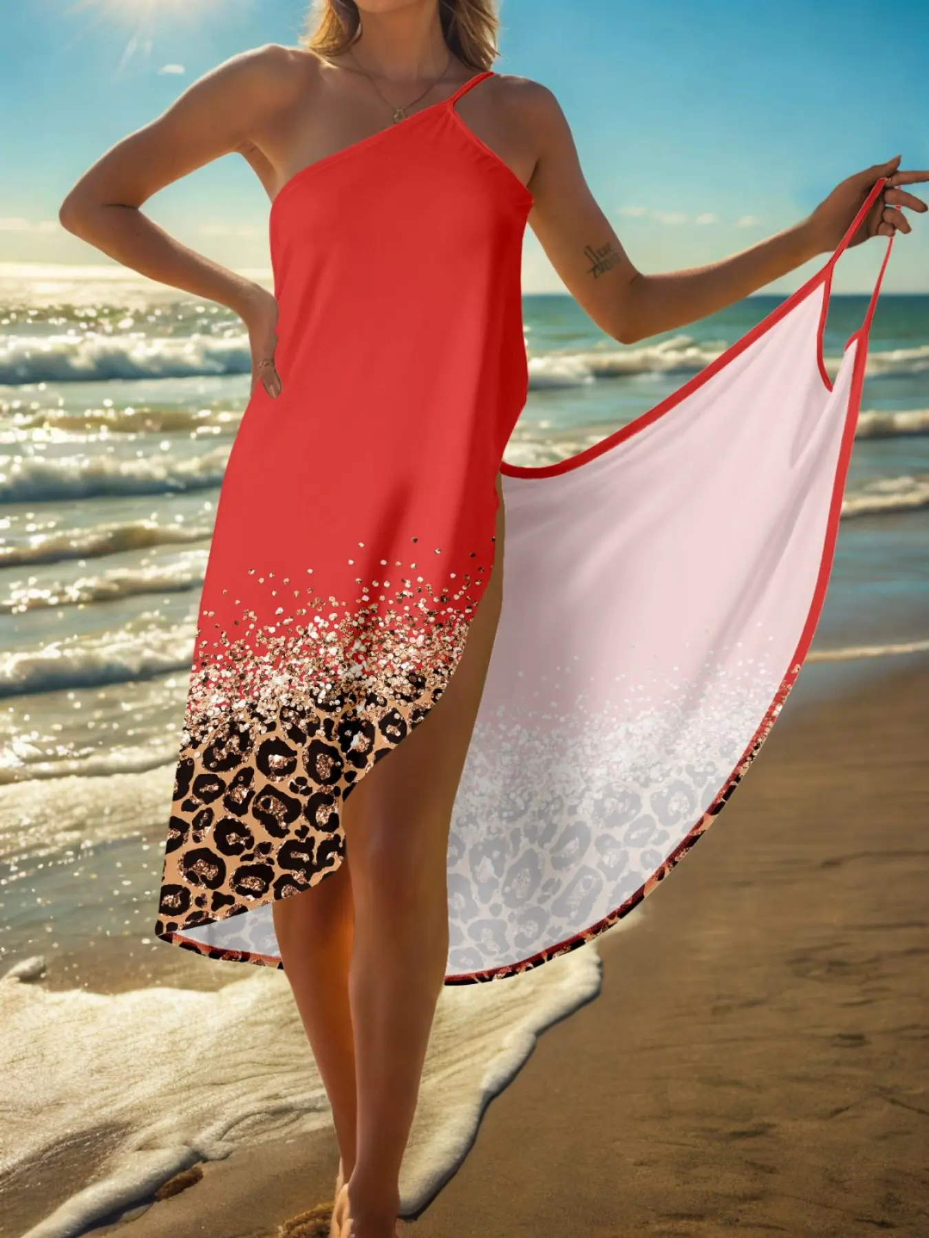 Sexy Multi-Style Beach Cover-Up Dress, Leopard Print, Single Shoulder, Wrap Style, Summer Vacation, Swimsuit Cover Ups, Swimwear Cover Up - TikTok Shop Sexy Multi-Style Beach Cover-Up Dress, Leopard Print, Single Shoulder, Wrap Style, Summer Vacation, Swimsuit Cover Ups, Swimwear Cover Up - TikTok Shop
