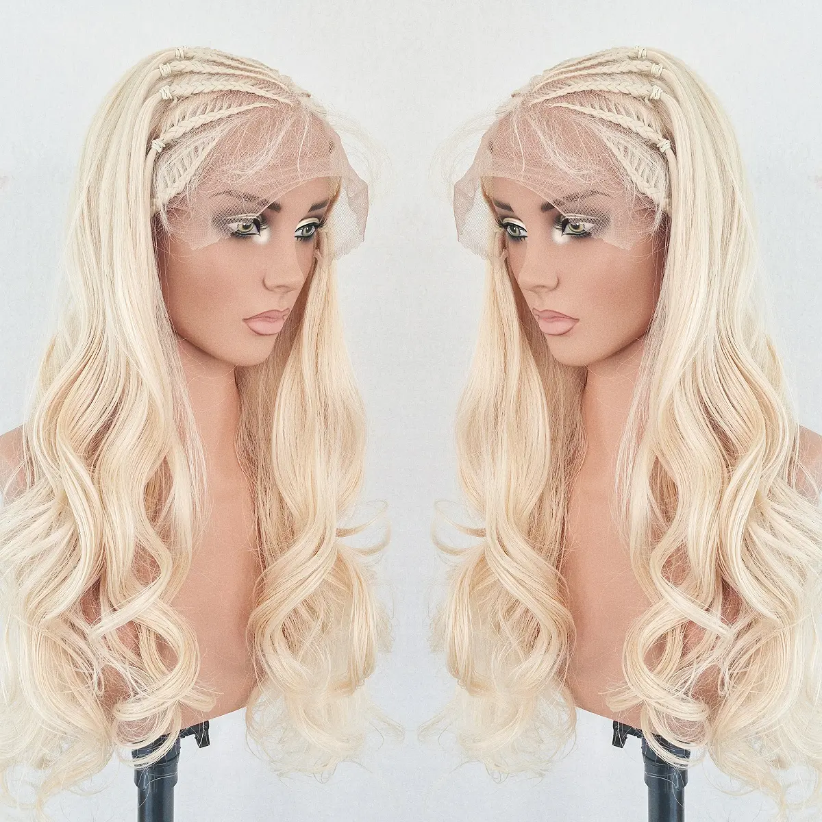 lumi hair 613 gold blonde braid straight  bodywave wig 30 inches 13x6 lace hair net synthetic wig Fashion women's wig cute and sexy wig ,Do Not Bleach, Dye, or Use High Heat，summerwig，summerhairstyle，budgetfriendlywigs，summerbraid