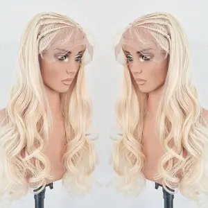 lumi hair 613 gold blonde braid straight  bodywave wig 30 inches 13x6 lace hair net synthetic wig Fashion women's wig cute and sexy wig