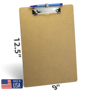 Wood Letter Size Clipboard with Low Profile Clip and Pen Holder - Letter, Single