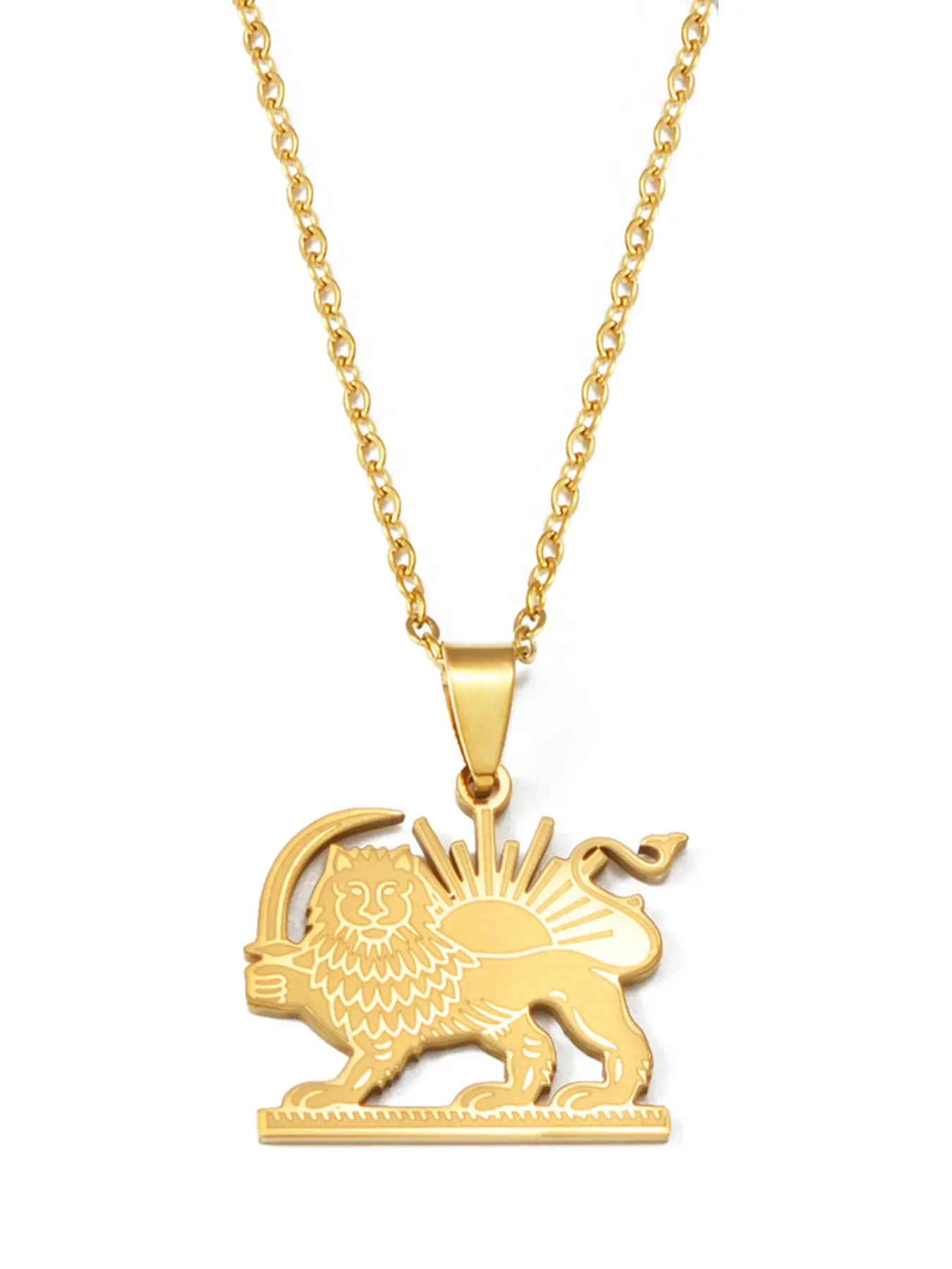 1Piece Liberia Flag Iran Iranian Lion Pendant Necklaces For Women Stainless Steel Liberians Jewelry Trendy Charm Necklaces
