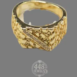 1 pc men's fashion nugget ring, alloy with Cubic Zirconia stone in closed ring form as birthday gift for lover, wedding ring, engagement ring.