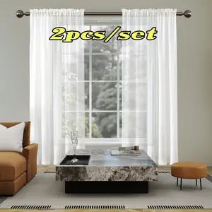 2-piece set, non transparent privacy and natural light filtering bedroom curtains, white privacy gauze curtains, phantom gauze pole pocket hanging, multifunctional room curtains, suitable for bedrooms, etc