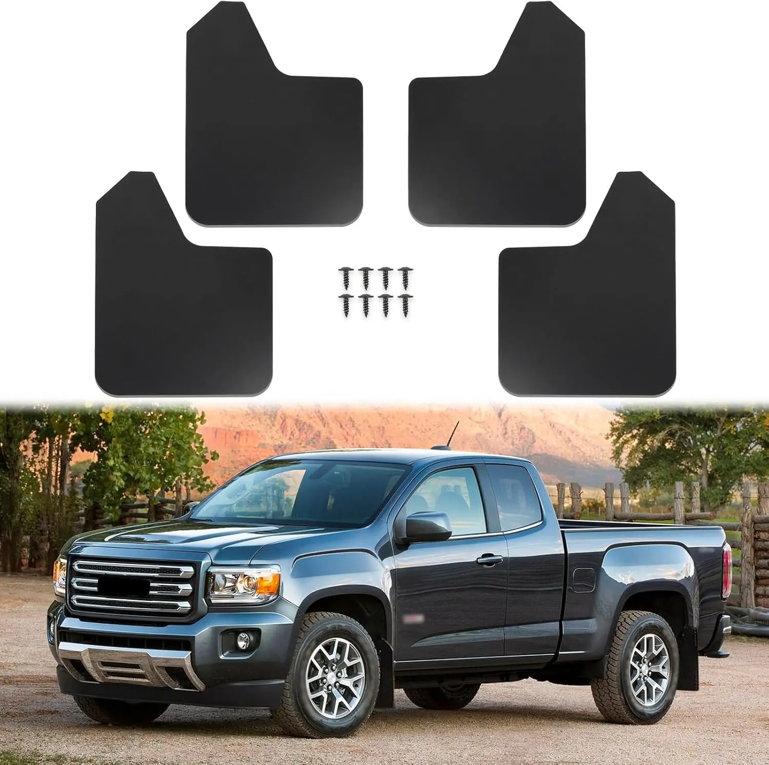 DREAMIZER 4PCS Black Car Mud Flaps Front and Rear Side Mudguard Splash Guards All Weather Mud Guards Flexible and Bendable Fender Flares Universal Auto Accessories Compatible with Pickup SUV Trucks Automotive Vehicle Cars Accessories