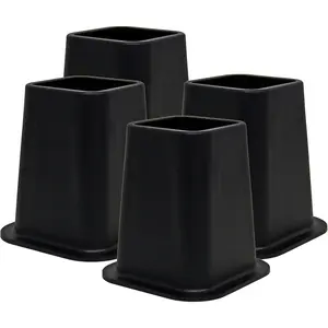 6-inch Bed Risers - Set of 4 Black Heavy Duty Stackable Furniture Risers for Under Bed Storage, Desk, Sofa, Couch