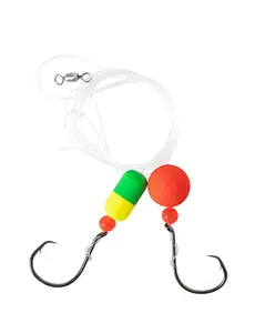 BLUEWING 3Pcs Pompano Rigs for Surf Fishing Pre-Rigged Fishing Rigs with Floats, High-Low High Carbon Steel Circle Hooks Saltwater Fishing Tackle