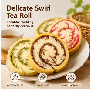 Light, fluffy cake infused with real tea – a cozy, not-too-sweet twist on the classic cream roll