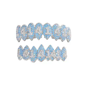 Unisex 1414 Micro-Inlaid 5A Zircon Hip Hop Grillz Bracelet, Artificial Gemstone Jewelry Accessory