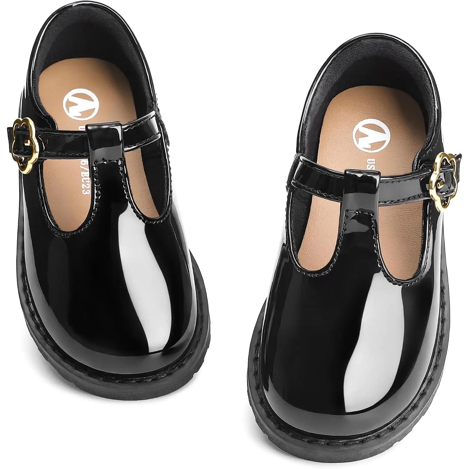 Shoeslocker Toddler Girls' Mary Jane Flats, Adjustable Hook-and-Loop Closure, Party & School Uniform Loafers