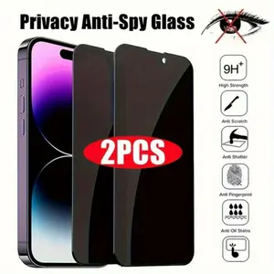 2PCS High Definition Anti Peeping Tempered Glass Film for iPhone Promax- Keep Your Privacy Safe and Secure