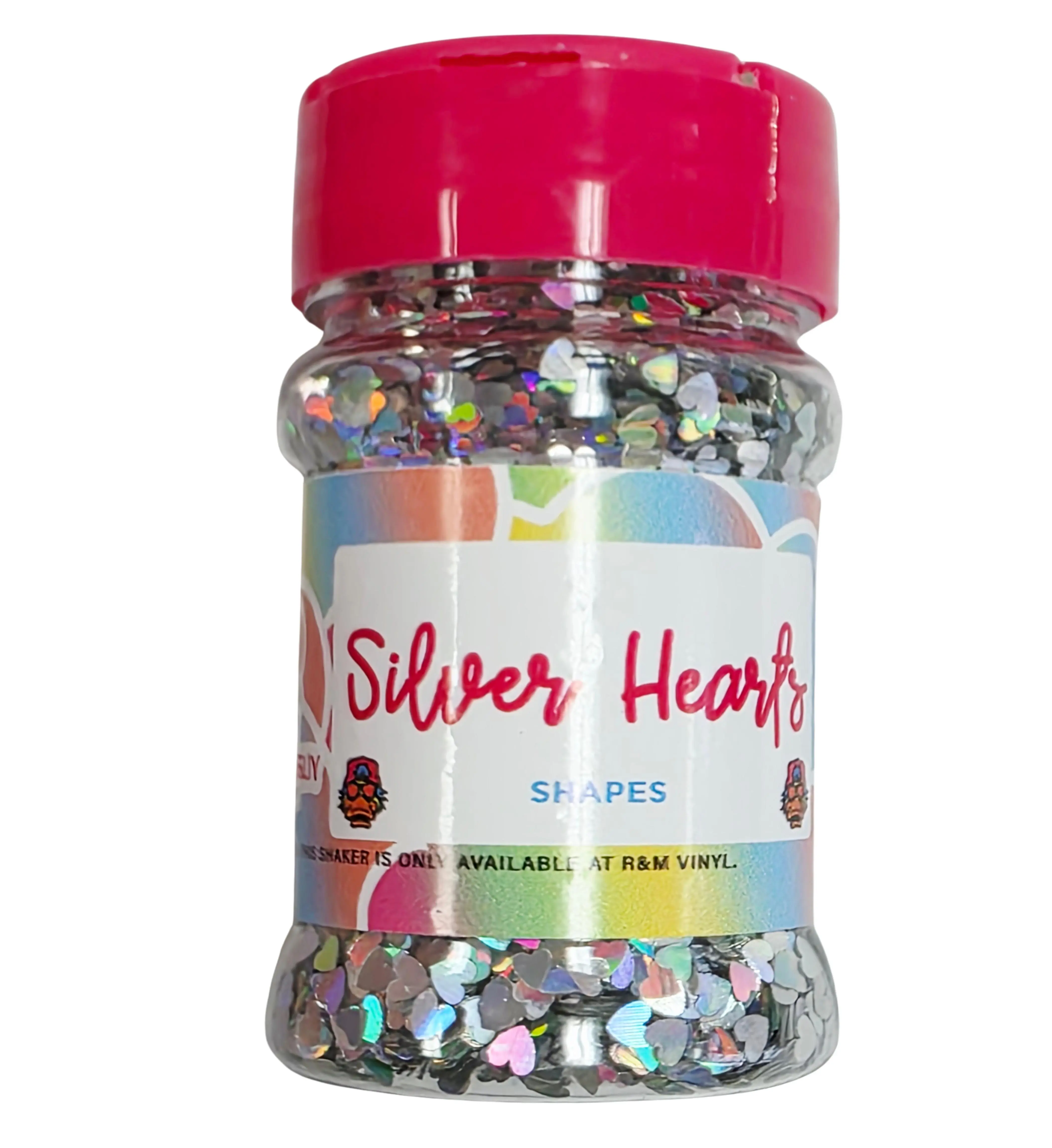 The Glitter Guy Holographic Nail Glitter, Chunky Silver Hearts & Circles for Glamorous DIY Nails at Home, Polyester Shaker with Bling Effect (60mL), Easy To Use, Crafters, Glitter Powder