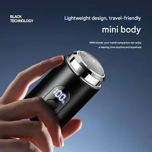 Electric Mini Shaver, Cordless Portable Shaver, Portable Men's Beard Trimmer, USB Rechargeable Razor with Battery Display, Pocket Size, Office & Business Travel