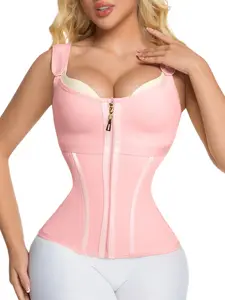 1 Count Women's Colombian Shapewear Tops, Fajas, Adjustable Shoulder Strap Body Shaper Corset, Shapewear Underwear With Zipper Closure, Tummy Control Shapewear Vest, Waist Trainer, Body Sculpting Compression, Suitable For Training Or Sports, Black Friday