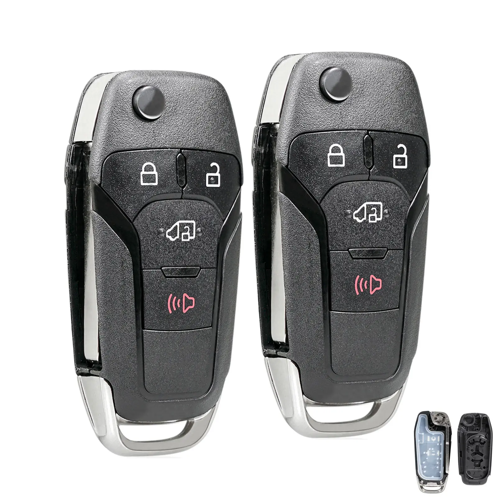 4-Button Replacement Car Key Fob Shell Case with Car Key Covers, Automotive Accessory for 2019-2021 Ford Transit Connect Van (N5F-A08TAA) - 2 Pack