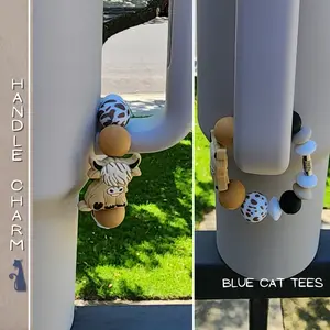 Highland Cow Cow Print Tumbler Handle Charm