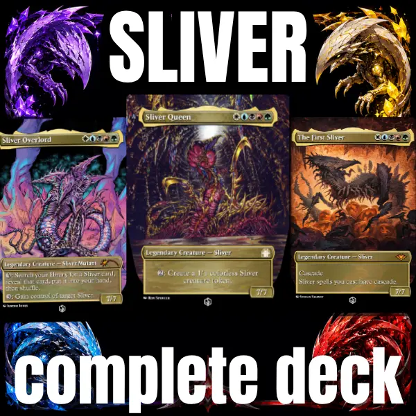 Sliver MTG Commander Proxy Deck – Premium Anime Card Set + Token