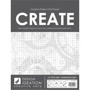 Grid Paper : Premium Multi-Media Grid Paper for Pencil, Ink, Marker and Watercolor Paints. Great for Art, Design and Education. 25 Sheet Pack (8.5" x 11") (Box Grid 1/4")