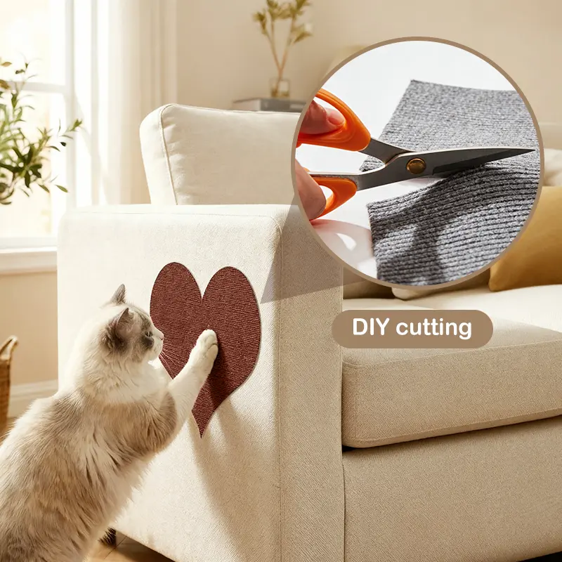 4Pcs DIY Durable Self-Adhesive Cat Scratching Board, Sofa Protector Pad, Wall and Furniture Guard, and Textured Design, Indoor Use, Vertical Scratcher