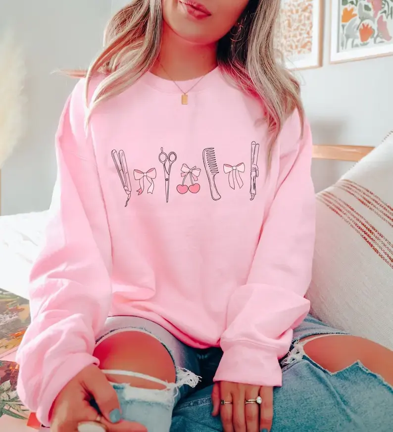 Hairstylist Sweatshirt, Coquette Hair Stylist Gifts, Hairdresser, Cosmetology School Graduation, Cosmetologist
