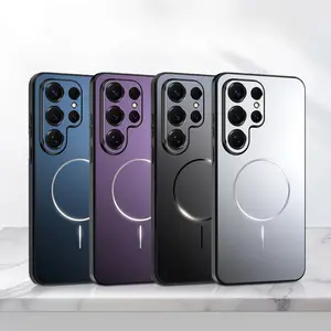 For S25 Ultra / S24 Plus / S23, Magnetic Soft Edge Phone Case, Slim Shock Protection Cover mysw09