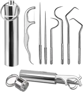 【2026】Portable Stainless Steel Toothpicks Pocket Set, Reusable Metal Toothpicks Cleaning Kit with Holder for Outdoor Picnic Camping Traveling & Daily Oral Care