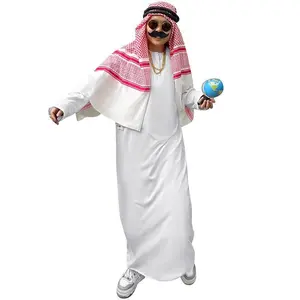 HalloweenCostumeAdultMiddleEasternArabRobeUnisexDubaiRichEmiratiCosplayPerformanceCostume