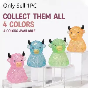 Highland Cow Squishy, Mini Cute Animal Squeeze Toy for Adults, Slow Rising Sensory Fidget Stress Ballfor Anxiety Relief, Major Festivals Basket Stuffer Party Favor Gift for Cow Lover