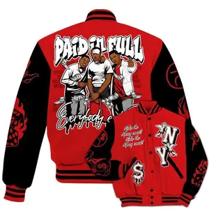 Paid In Full Money Varsity Jacket, Bred 11s Sneaker Match Bomber, Urban All-Over Print Streetwear, Collector Gift for Sneakerheads