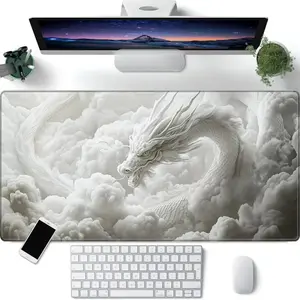 Monochrome Chinese Dragon Cloud Mouse Pad, Mythical East Asian Desk Mat, Oversized Non-Slip for Gamers & Oriental Art Fans, Ink Carving Aesthetic, Perfect for Gaming Setup, Desk Accessories #ChineseDragonCloud #MonochromeOrientalArt #MythicalGaming