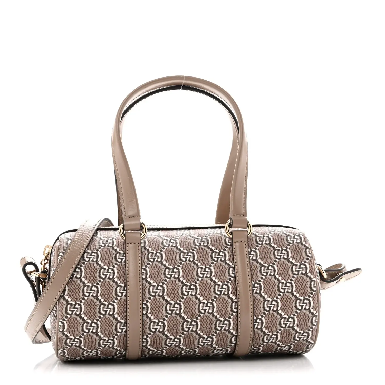 Pre-owned GUCCI Monogram Canvas Shoulder bags GG Shadow Monogram Top Handle Bowler Bag Rocky Ebony Grey White Rocky
