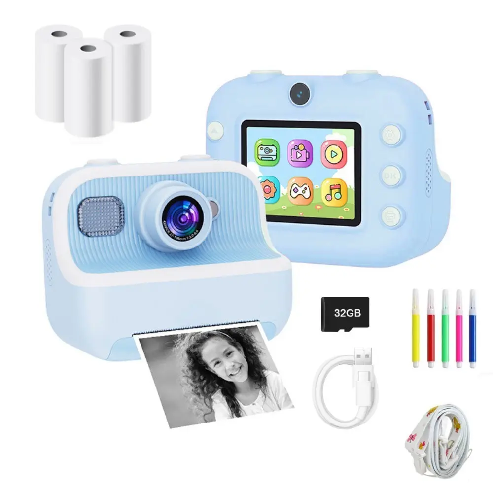 Christmas Gift! Kids Instant Print Digital Camera – shoot and get photos instantly. Cute polaroid toy, perfect for kids to capture festive happy moments! Portable Camera