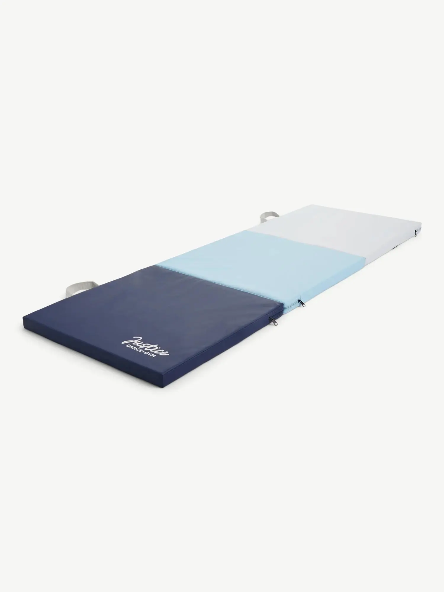 Justice 6ft 3-Folding Gymnastics Mat with Carry Handles, 1.5in Thickness, Blue Multi-Color Design