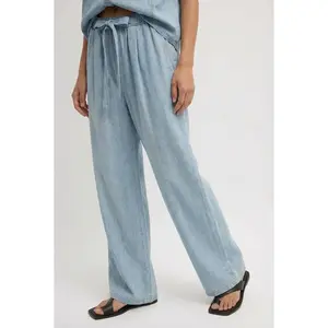 Tencel Wide-Leg Denim Drawstring Pants