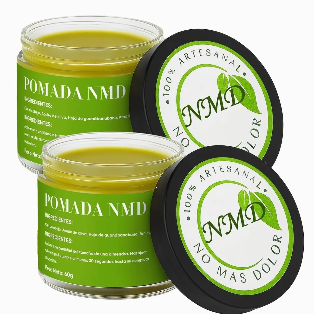 2PCS Pomada NMD,Natural Herbal Artesanal Cream, with Arnica,Olive Oil, Soursop Leaf, Beeswax, Comfort for Muscle, Foot