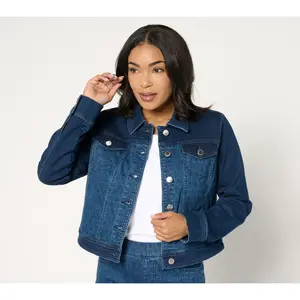 Isaac Mizrahi Live! True Denim Indigo Pattern Denim Jacket