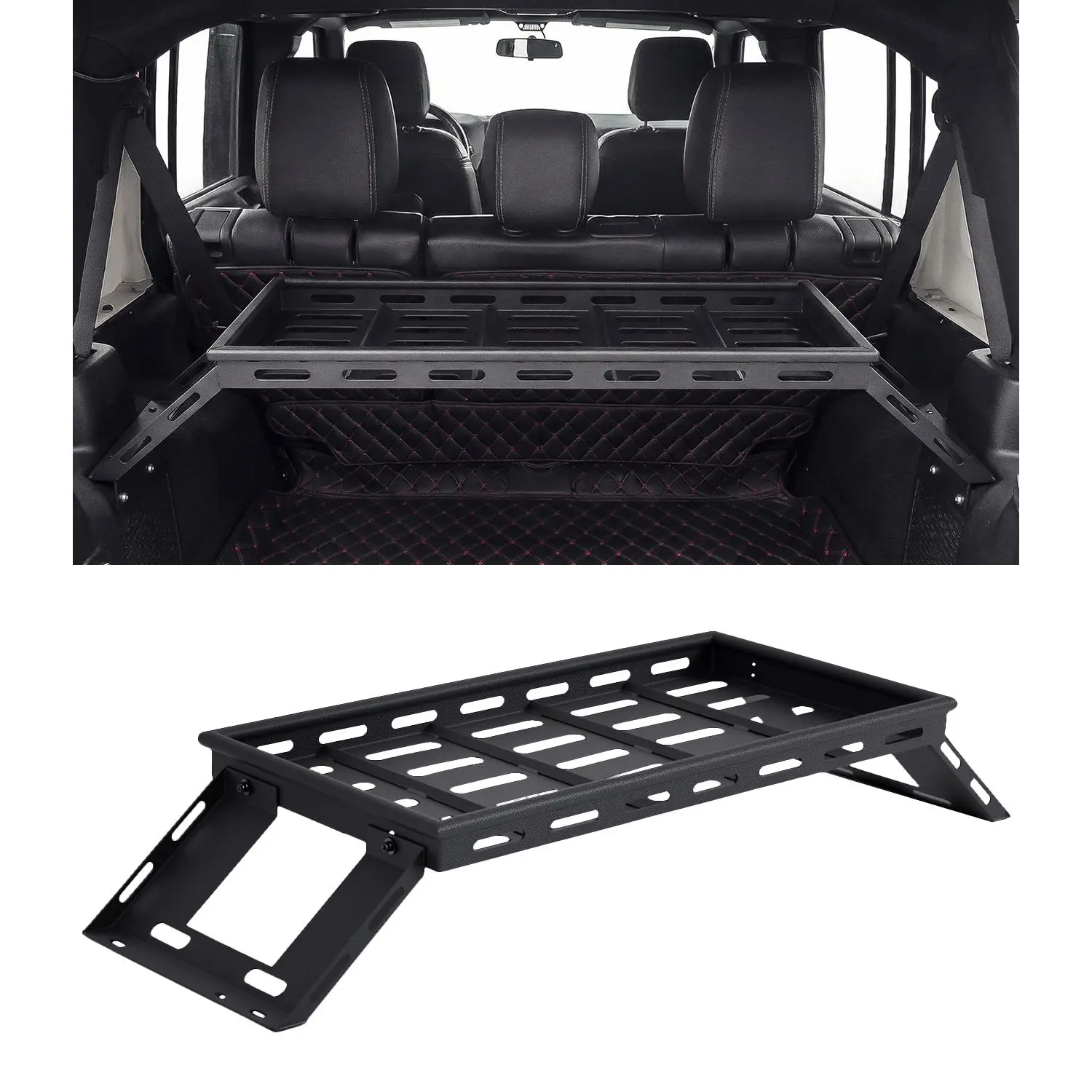 Heavy-Duty Rear Trunk Cargo Storage Rack for 2007-2025 Wrangler JK JKU JL JLU Unlimited 4-Door – 350LBS Carbon Steel Luggage Carrier – Easy Installation – Ideal for Camping & Travel Gear