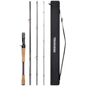 TRUSCEND CrazBass Travel Fishing Rod with Fuji Guide and Reel Seat, TORAY 30/40T Carbon Fiber, Innovative Put-in Connection, AAA Cork Handle, Lightweight Durable Reel Seat, Fishing Gifts for Men