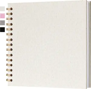 8x8 Inch Scrapbook DIY Photo Album Linen Cover Hardcover White Pages 20 Sheets Small Scrap Memory Book Beige